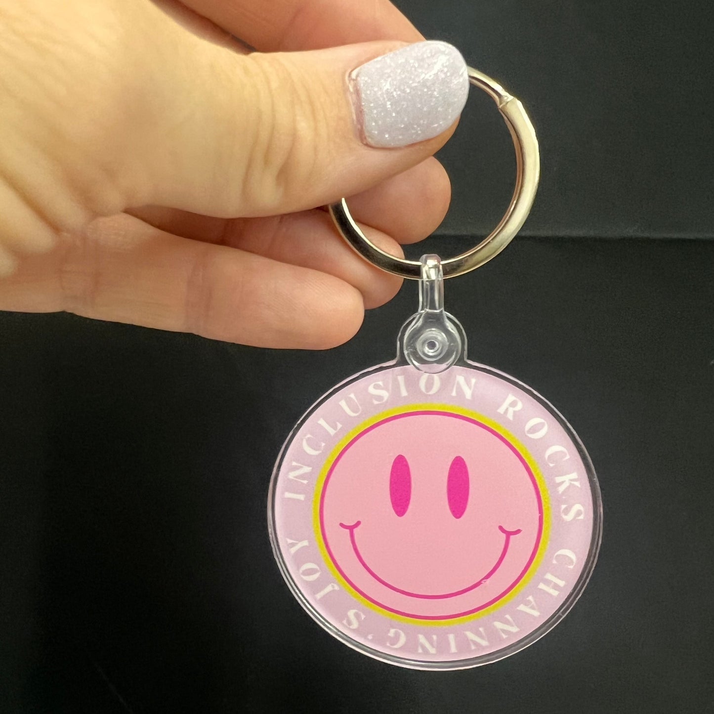 Inclusion Rocks Smiley Keychain