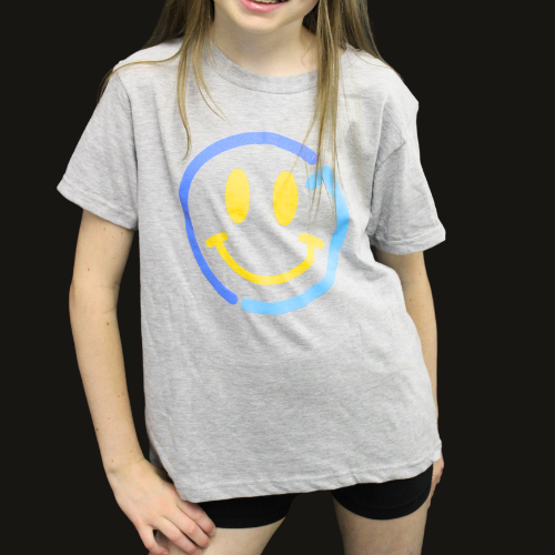 Kids CJ Smiley Tee - Heather Grey