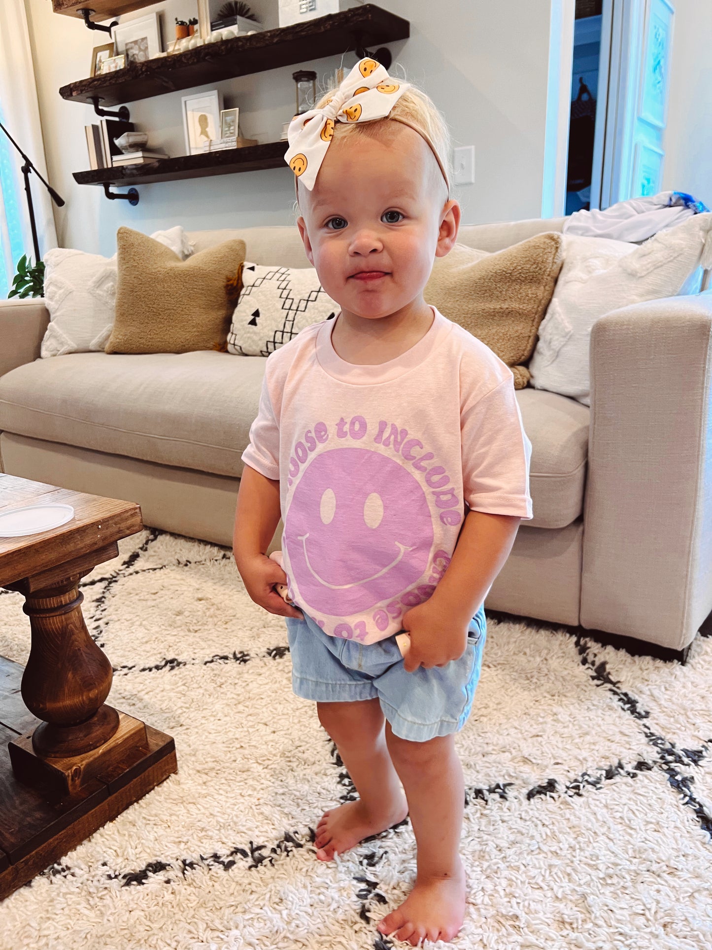 Kids Smiley Choose to Include Tee - Light Pink