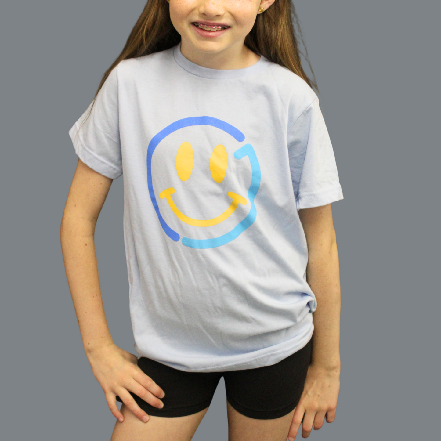 Kids CJ Smiley Tee - Light Blue