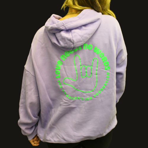 Love Needs No Words Hoodie - Dark Lavender